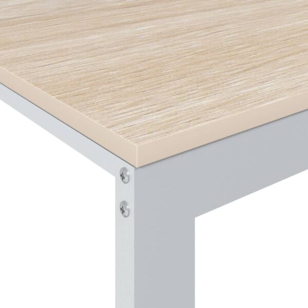 vidaXL Computer Desk White and Oak 110x60x73 cm Engineered Wood - Image 5