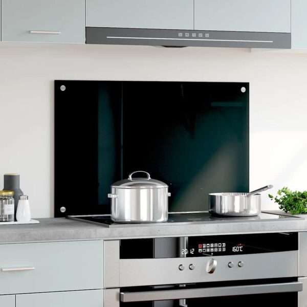 vidaXL Kitchen Backsplash Black 80x50 cm Tempered Glass - Image 3