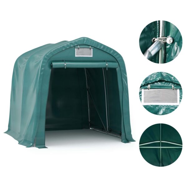 vidaXL Garage Tent PVC 2.4x2.4 m Green - Image 5