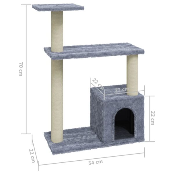 vidaXL Cat Tree with Sisal Scratching Posts Light Grey 70 cm - Image 6