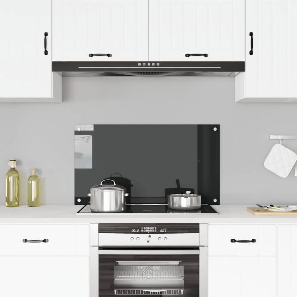 vidaXL Kitchen Backsplash Black 90x50 cm Tempered Glass - Image 1