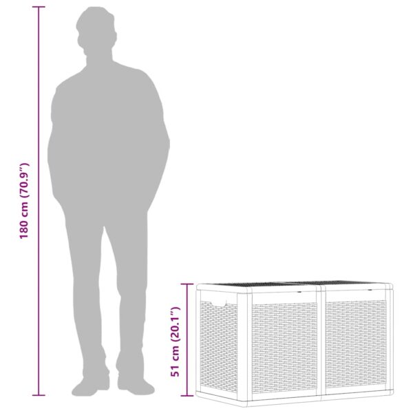 vidaXL Garden Storage Box 180L Black PP Rattan - Image 11