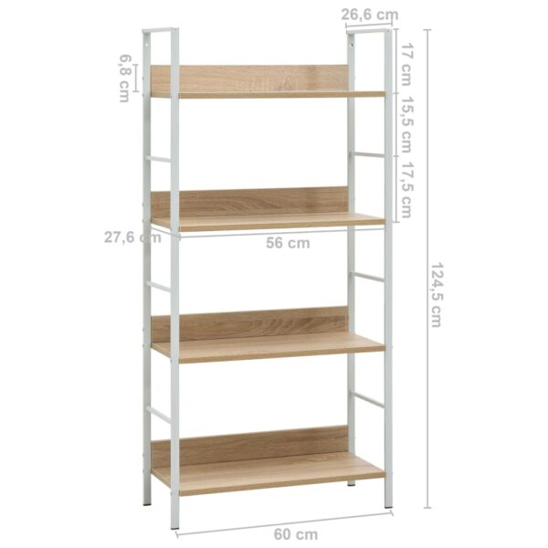 vidaXL 4-Layer Book Shelf Oak 60x27.6x124.5 cm Engineered Wood - Image 8