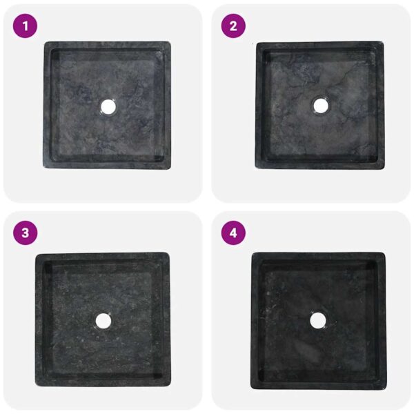 vidaXL Sink Black 40x40x10 cm Marble - Image 6