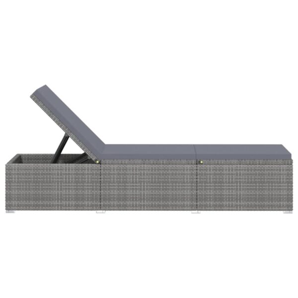 vidaXL 3 Piece Garden Sun Loungers with Tea Table Poly Rattan Grey - Image 6