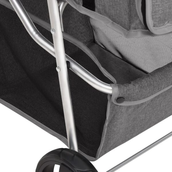 vidaXL Folding Dog Stroller Grey 80x46x98 cm Oxford Fabric - Image 10