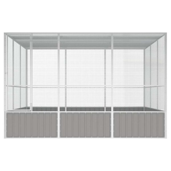 vidaXL Bird Cage Grey 302.5x324.5x211.5 cm Galvanised Steel - Image 3