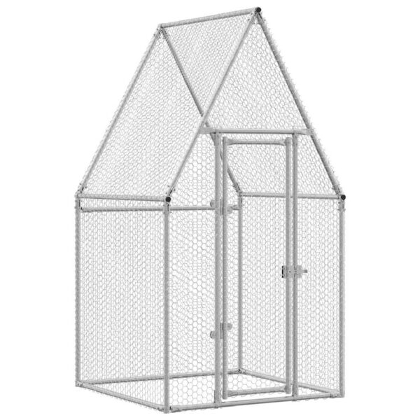 vidaXL Chicken Cage Silver 100x100x190 cm Galvanised Steel - Image 2