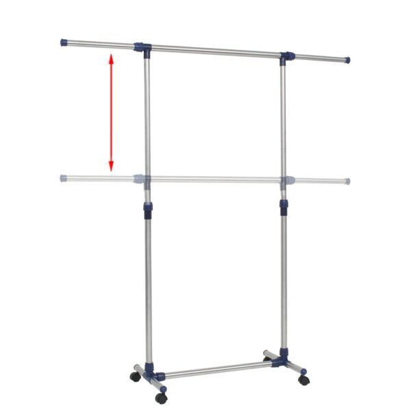 vidaXL Adjustable Clothes Rack Stainless Steel 165x44x150 cm Silver - Image 3