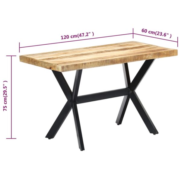 vidaXL Dining Table 120x60x75 cm Solid Rough Mango Wood - Image 6