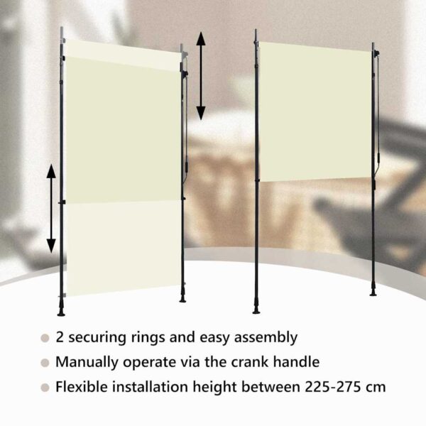 vidaXL Outdoor Roller Blind 120x270 cm Cream - Image 9