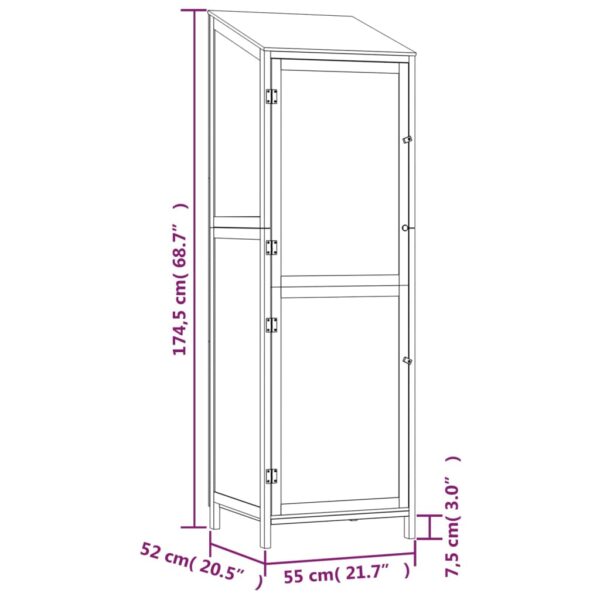 vidaXL Garden Shed 55x52x174.5 cm Solid Wood Fir - Image 8