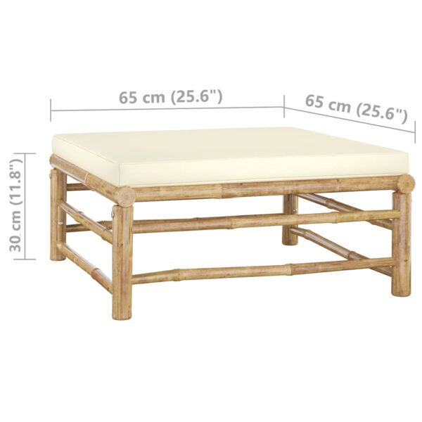 vidaXL 10 Piece Garden Lounge Set with Cream White Cushions Bamboo - Image 13