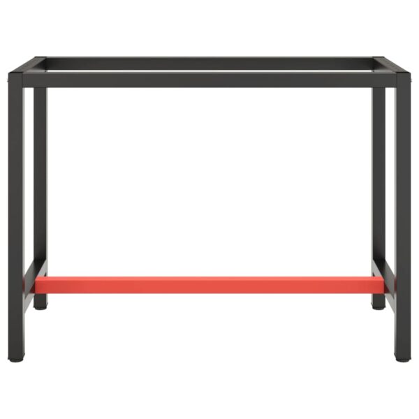 vidaXL Work Bench Frame Matte Black and Matte Red 110x50x79 cm Metal - Image 3