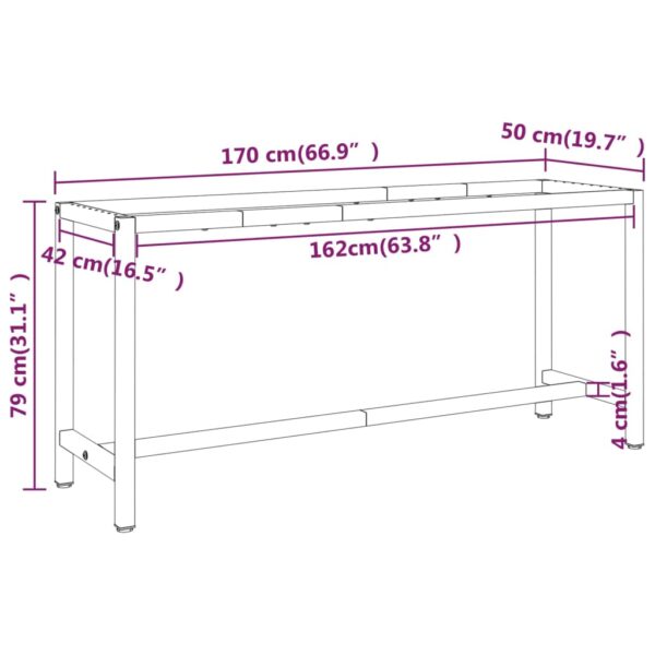 vidaXL Work Bench Frame Matte Black and Matte Red 170x50x79 cm Metal - Image 8