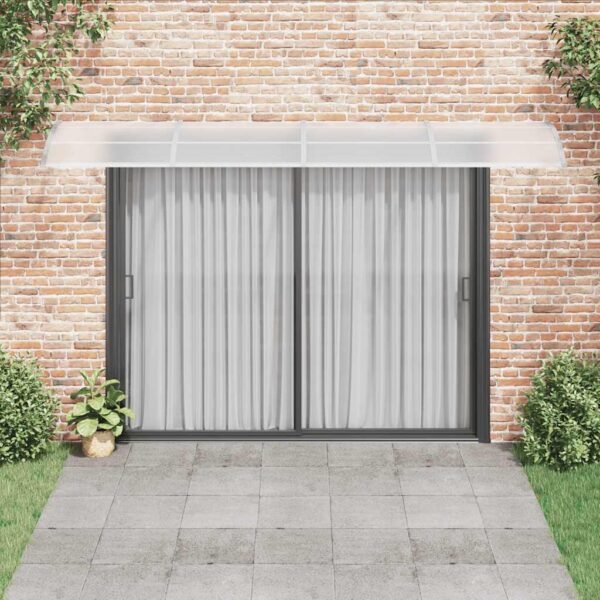 vidaXL Door Canopy Grey 400x100 cm Polycarbonate - Image 3