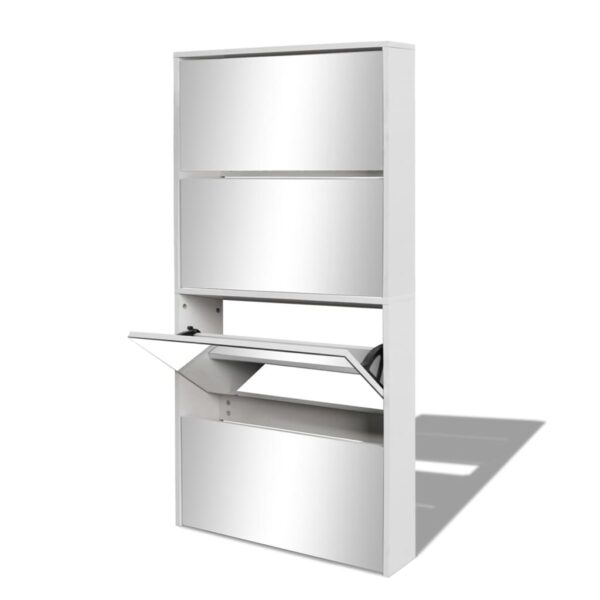 vidaXL Shoe Cabinet 4-Layer Mirror White 63x17x134 cm - Image 4
