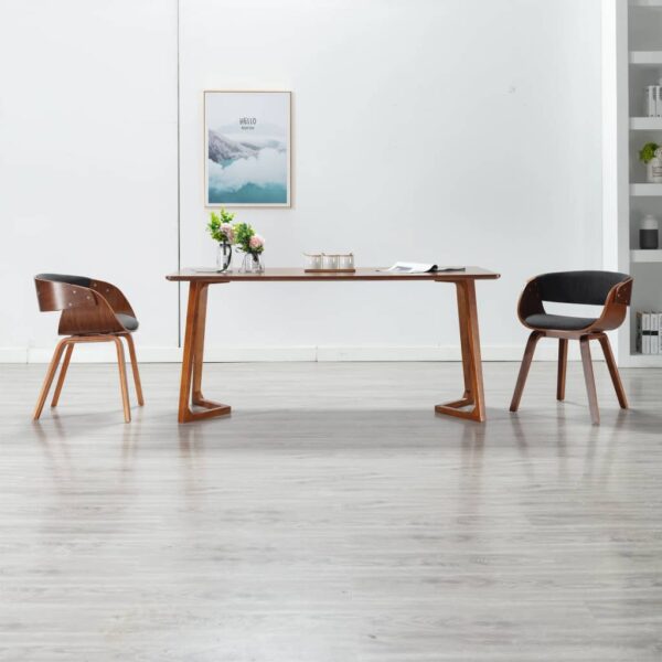vidaXL Dining Chair Grey Bent Wood and Fabric - Image 1
