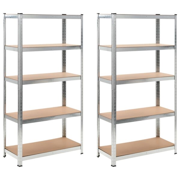 vidaXL Storage Shelf Silver 2 pcs - Image 1