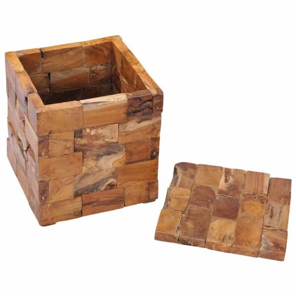 vidaXL Storage Stool Solid Teak Wood - Image 3