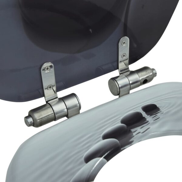 vidaXL WC Toilet Seat with Soft Close Lid MDF Stones Design - Image 8