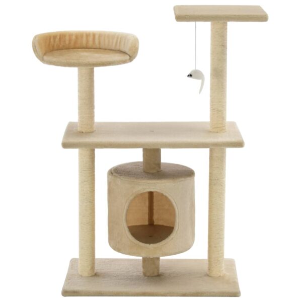 vidaXL Cat Tree with Sisal Scratching Posts 95 cm Beige - Image 3
