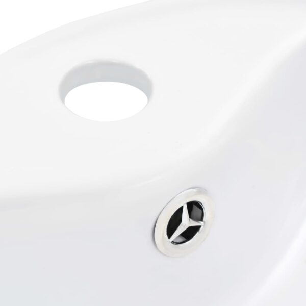 vidaXL Wash Basin with Overflow 36x13 cm Ceramic White - Image 5