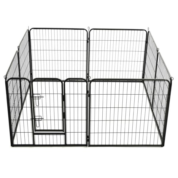 vidaXL Dog Playpen 8 Panels Steel 80x80 cm Black - Image 5