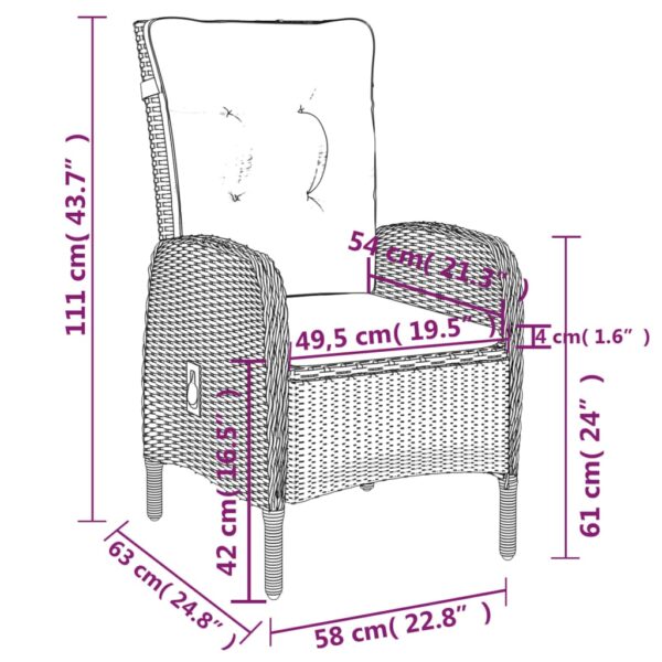 vidaXL 7 Piece Garden Dining Set Poly Rattan Grey - Image 7