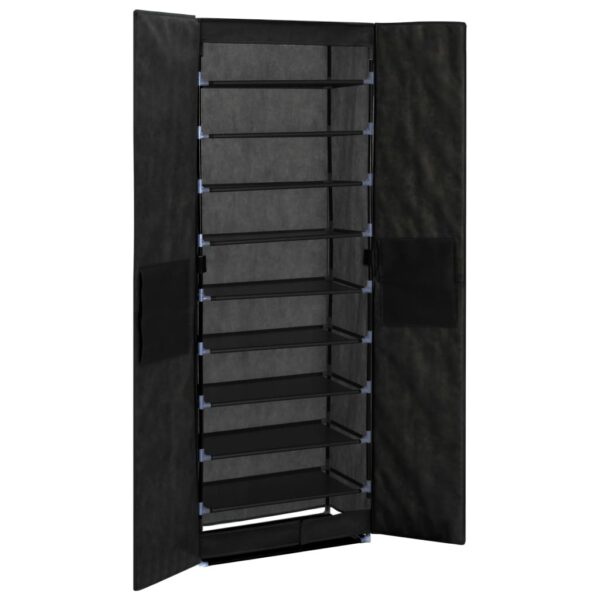 vidaXL Shoe Cabinet Black 60x30x166 cm Fabric - Image 4
