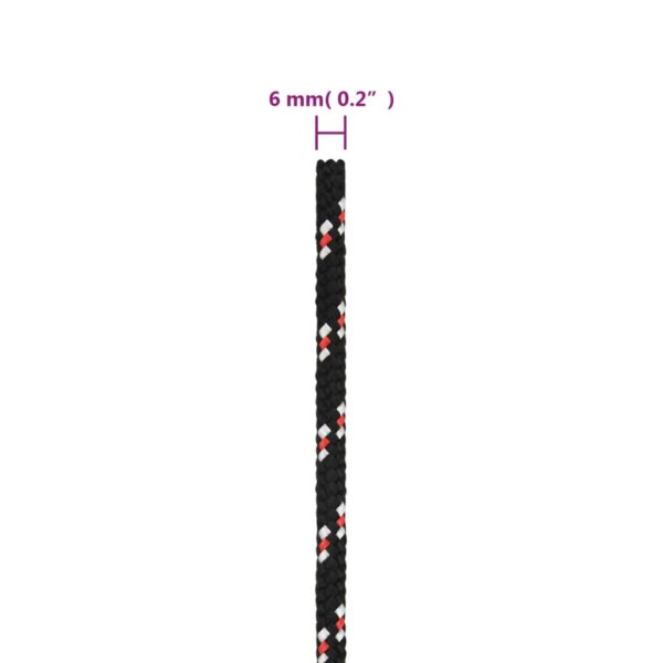 vidaXL Boat Rope Black 6 mm 50 m Polypropylene - Image 6