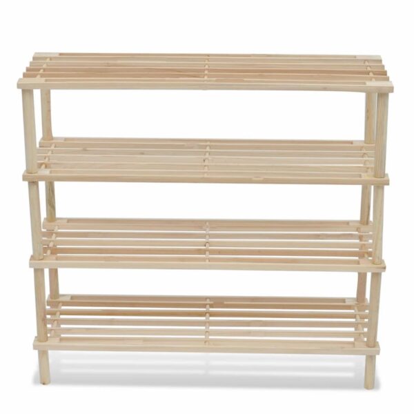 vidaXL 4-Tier Shoe Racks 2 pcs Solid Fir Wood - Image 3