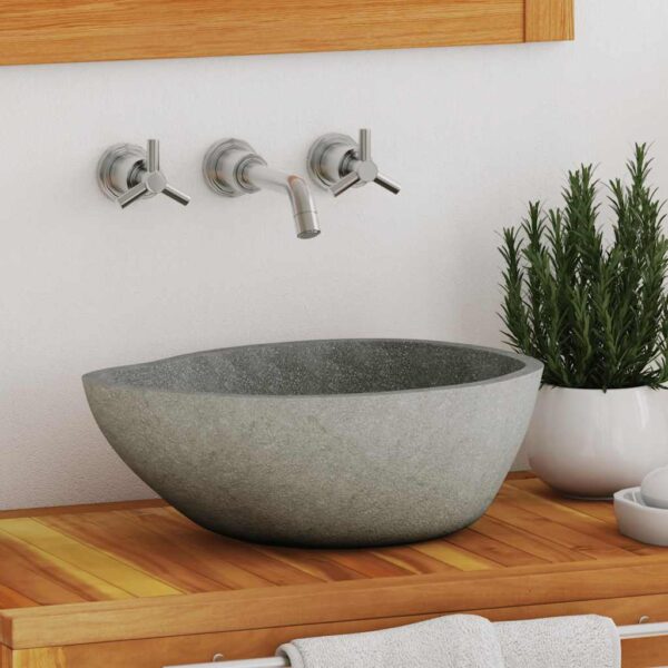 vidaXL Basin River Stone Oval (36-46)x(29-36) cm - Image 1