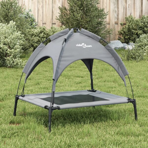 vidaXL Dog Bed with Canopy Anthracite Oxford Fabric and Steel - Image 3