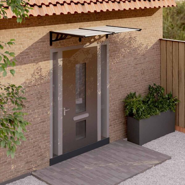 vidaXL Door Canopy Black and Transparent 152.5x90 cm Polycarbonate - Image 1