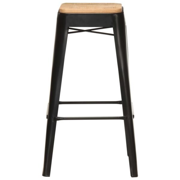 vidaXL Bar Stools 4 pcs Black Solid Mango Wood - Image 3
