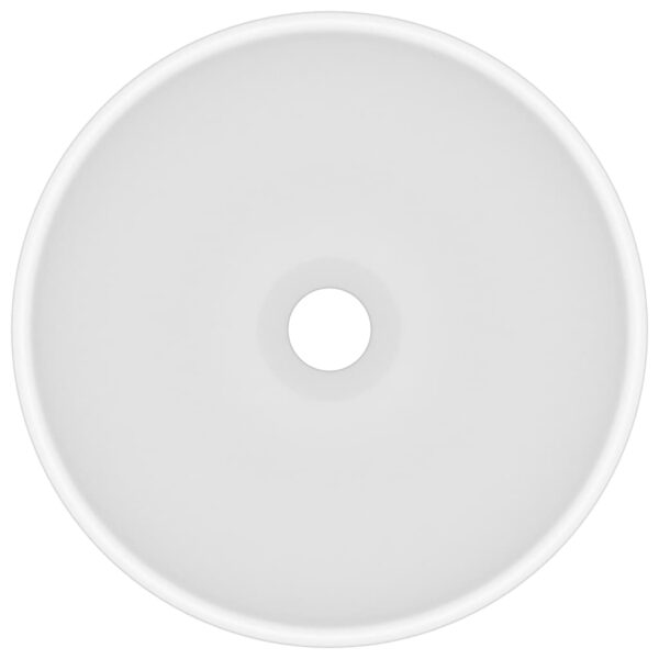 vidaXL Luxury Bathroom Basin Round Matt White 32.5x14 cm Ceramic - Image 3