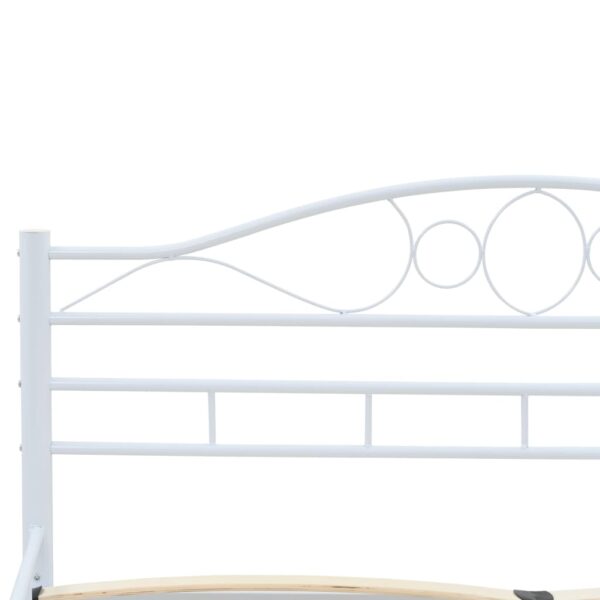 vidaXL Bed Frame without Mattress White Metal 137x187 cm Double - Image 5
