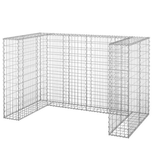 vidaXL Gabion Wall for Garbage Bins Galvanised Steel 180x100x110 cm - Image 2