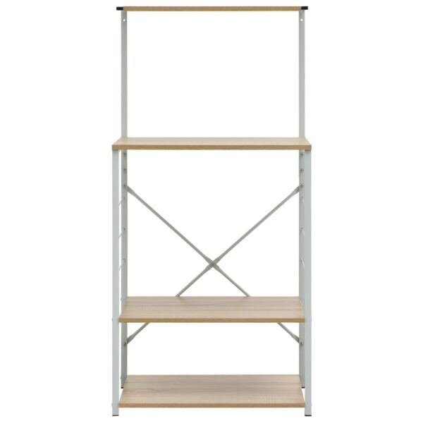 vidaXL Microwave Cabinet White and Oak 60x39.6x123 cm Engineered Wood - Image 3