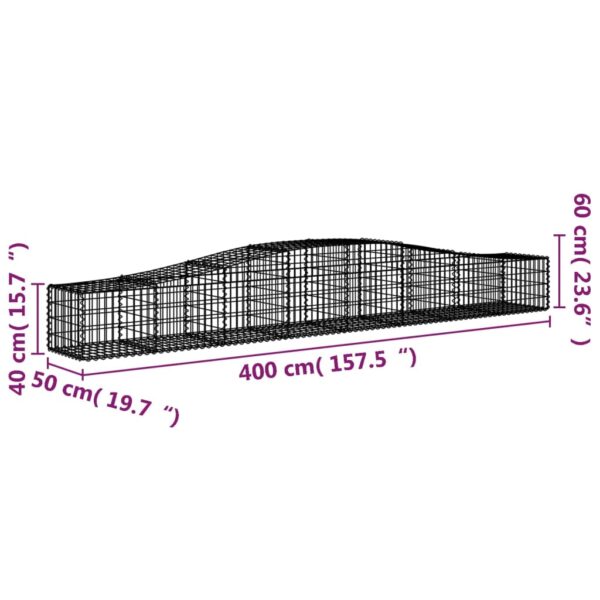 vidaXL Arched Gabion Basket 400x50x40/60 cm Galvanised Iron - Image 5