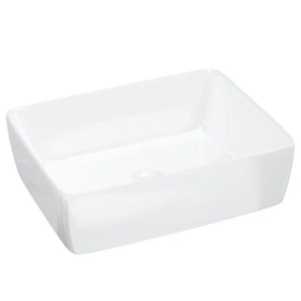 vidaXL Wash Basin White 48x37x13 cm Ceramic Rectangle - Image 2