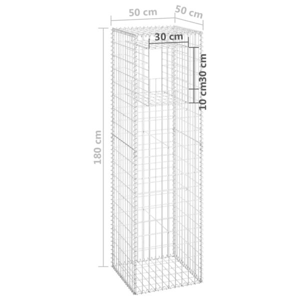 vidaXL Gabion Basket Posts 2 pcs 50x50x180 cm Iron - Image 7