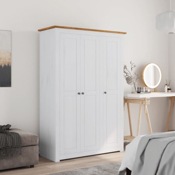 vidaXL 3-Door Wardrobe White 118x50x171.5 cm Pine Panama Range - Image 1