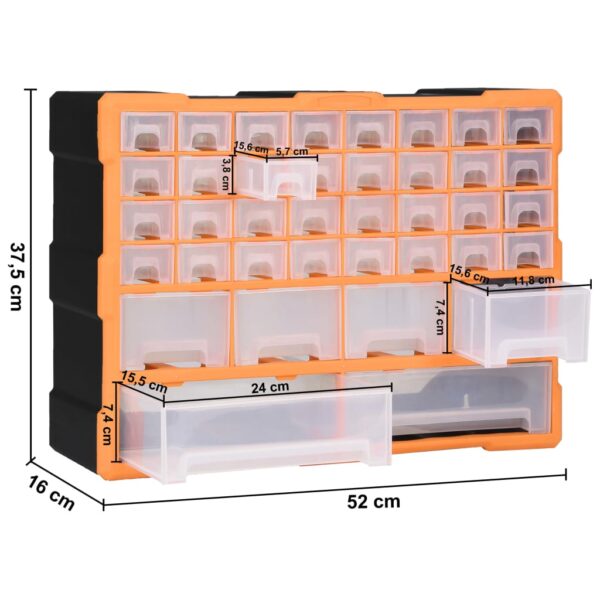 vidaXL Multi-drawer Organiser with 38 Drawers 52x16x37.5 cm - Image 9
