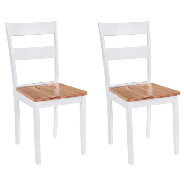vidaXL Dining Chairs 2 pcs White Solid Rubber Wood - Image 1