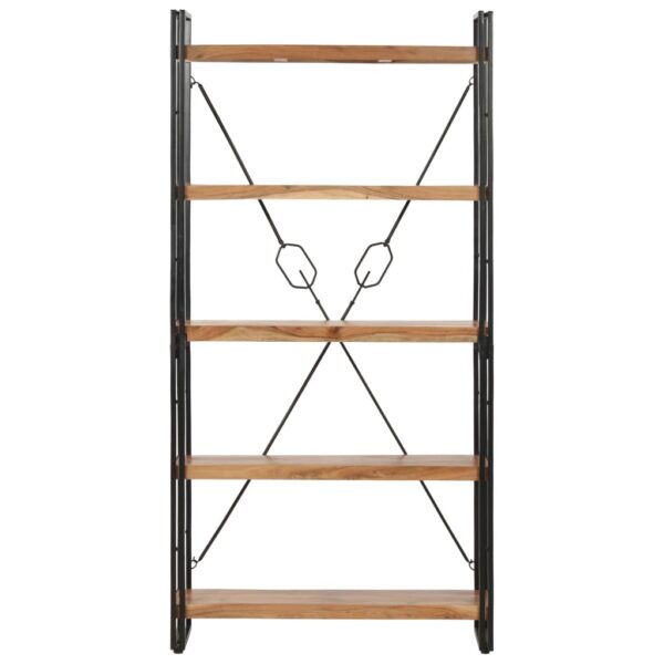 vidaXL 5-Tier Bookcase 90x30x180 cm Solid Acacia Wood - Image 2