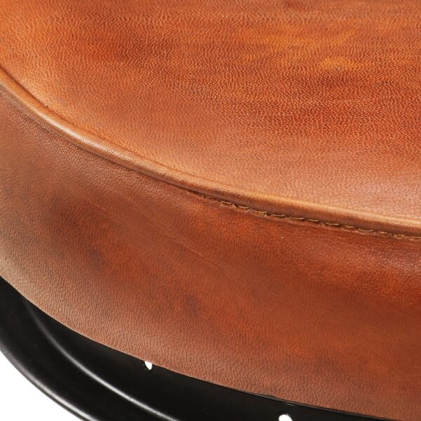 vidaXL Bar Stools 2 pcs Black and Brown Real Goat Leather - Image 7