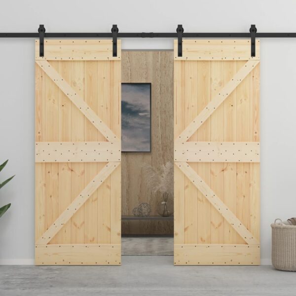 vidaXL Sliding Door with Hardware Set 100x210 cm Solid Pine Wood - Image 1