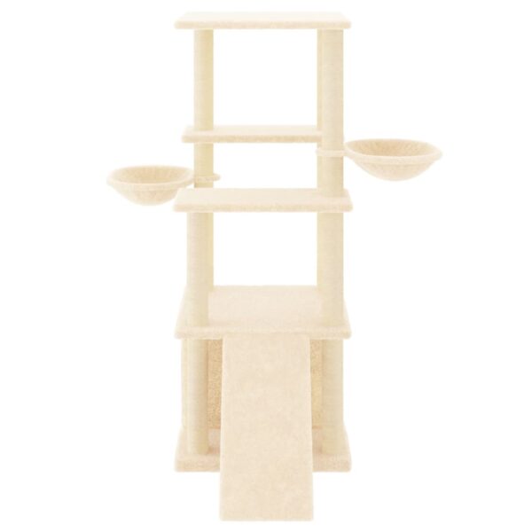 vidaXL Cat Tree with Sisal Scratching Posts Cream 133 cm - Image 3